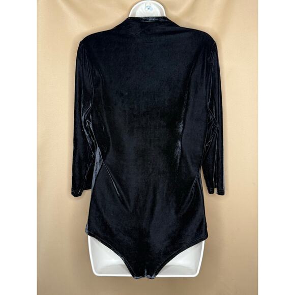 Unique Vintage Black Velvet Bodysuit 2X NWOT - Picture 3 of 5